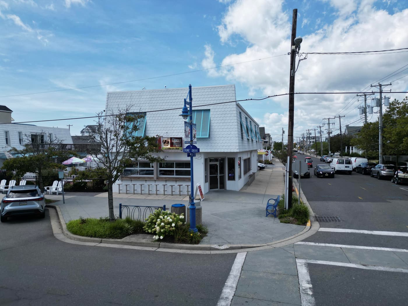 Exterior view of the restaurant building at 2108 Dune Drive, Avalon.