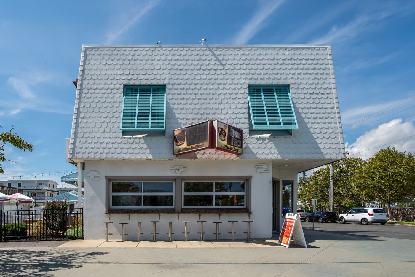 Exterior view of the restaurant building at 2108 Dune Drive, Avalon.