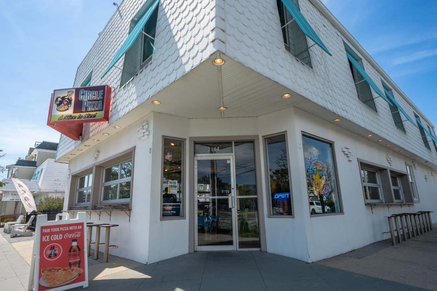 Exterior view of the restaurant building at 2108 Dune Drive, Avalon.