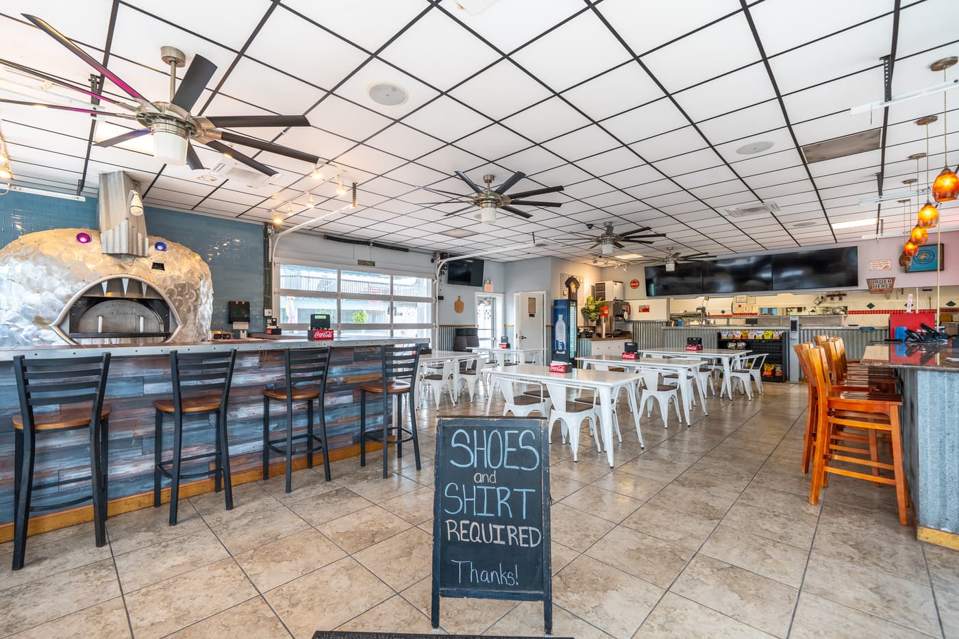 The dining room of the restaurant at 2108 Dune Drive.