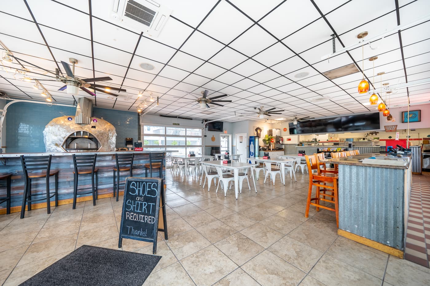 The dining room of the restaurant at 2108 Dune Drive.