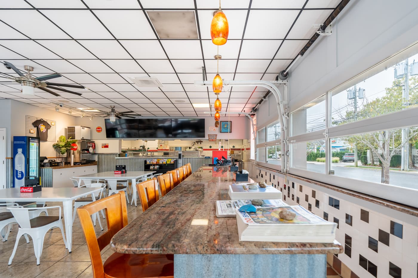 The dining room of the restaurant at 2108 Dune Drive.