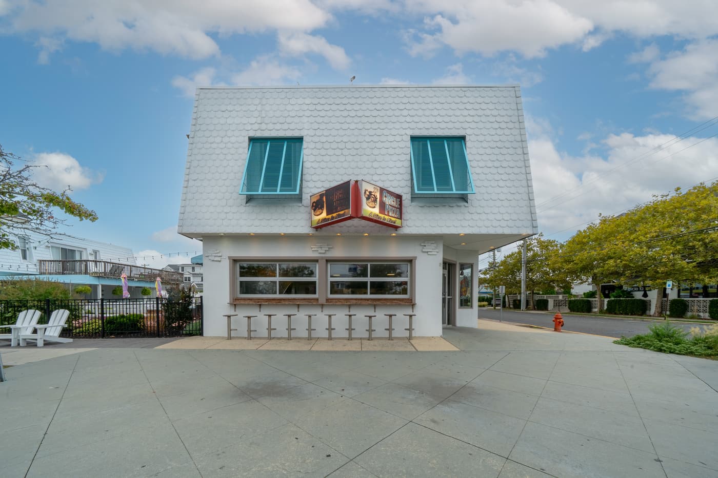 Exterior view of the restaurant building at 2108 Dune Drive, Avalon.
